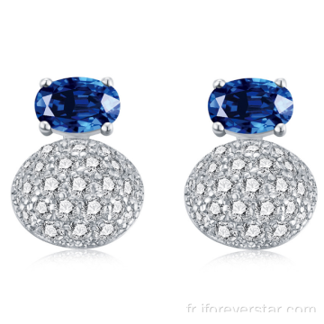 Vente chaude Sapphire CZ 925 argent boucles d&#39;oreilles argent